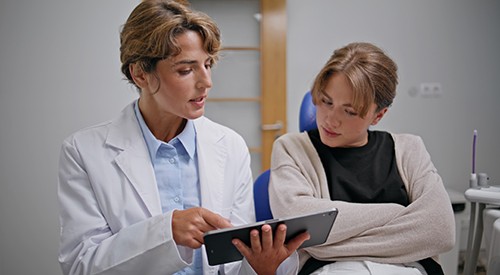 Woman at a consultation