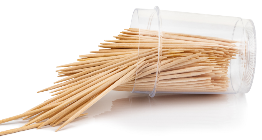 Overturned jar of toothpicks